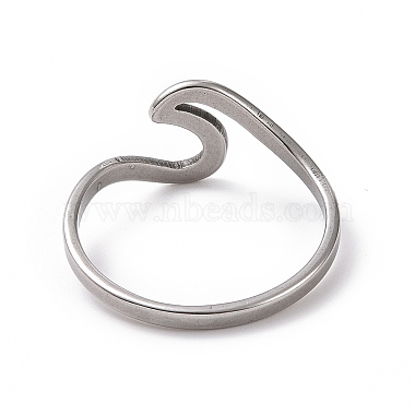 201 Stainless Steel Wave Finger Ring for Women(RJEW-J051-04P)-3