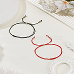 2Pcs 2 Colors Nylon Cord Slider Bracelets, Lucky Bracelets for Unisex, Mixed Color, Inner Diameter: 2-3/8 ~ 3-1/4inch(6~8.2cm), 1pc/color(BJEW-LP0003-69)