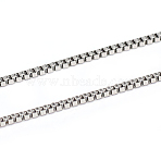 Non-Tarnish 3.28 Feet 304 Stainless Steel Box Chains, Unwelded, Stainless Steel Color, 1.4mm(X-CHS-L001-92-1.4mm)