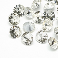 Pointed Back Glass Rhinestone Cabochons, Crackle Style, Back Plated, Faceted, Diamond, Crystal, 6x4mm(RGLA-T111-6mm-001)