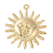 Brass Pendants, Sun, Real 18K Gold Plated, 25x22x1mm, Hole: 1.2mm(KK-O100-06G)