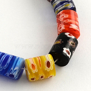 Column Handmade Millefiori Glass Beads Strands, Mixed Color, 11~12x10mm, Hole: 1.5mm, about 32pcs/strand, 14.9 inch(X-LK-R004-12)
