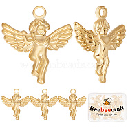 14Pcs 304 Stainless Steel Pendants, Angel, Real 18K Gold Plated, 23x20x2.5mm, Hole: 2mm(STAS-BBC0001-82)