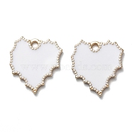 Alloy Enamel Pendants, Cadmium Free & Lead Free, Heart, Light Gold, White, 17x16x1.5mm, Hole: 1.8mm(FIND-I014-11LG-05)