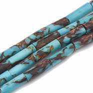 Assembled Bronzite and Synthetic Turquoise Beads Strands, Column, 12~13x4~4.5mm, Hole: 1~1.2mm, about 30pcs/strand, 15.9 inch(G-S322-004)