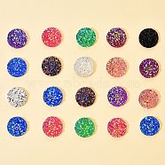 Resin Cabochons, Imitation Druzy Agate, Flat Round, AB Color Plated, Mixed Color, 12x3mm, 100pcs(CRES-YW0001-01)