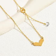 Stainless Steel Heart Pendant Necklace for Women, Golden, 17.32 inch(44cm)(XB0249)