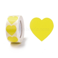 Heart Paper Stickers, Adhesive Labels Roll Stickers, Gift Tag, for Envelopes, Party, Presents Decoration, Yellow, 25x24x0.1mm, 500pcs/roll(X1-DIY-I107-01G)