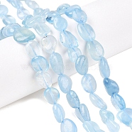 Natural Aquamarine Beads Strands, Oval, 8~15x7~12x4~12mm, Hole: 1mm, about 30~45pcs/strand, 15.7 inch(G-R445-8x10-36)