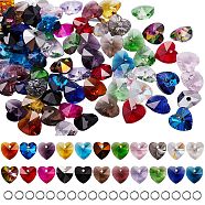 88Pcs 22 Colors Valentine's Day Theme Faceted Heart Charm, with 150Pcs Iron Open Jump Rings, for DIY Pendants Making Kits, Mixed Color, 10x10x5mm, Hole: 1mm, 4pcs/color(DIY-SZ0004-62)