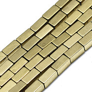 Electroplate Non-magnetic Synthetic Hematite Beads Strands, Cuboid, Real 18K Gold Plated, 4x2x2mm, Hole: 1mm, about 96~97pcs/strand, 15.75 inch(40cm)(G-S352-41A-01)