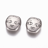304 Stainless Steel Cabochons, Face, Stainless Steel Color, 11x10x4mm(STAS-G218-13P)