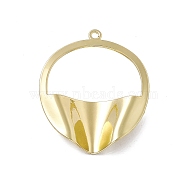 Alloy Pendants, Flat Round Charm, Light Gold, 42.5x36x6.5mm, Hole: 2mm(PALLOY-D014-06LG)