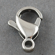 304 Stainless Steel Lobster Claw Clasps, Parrot Trigger Clasps, Manual Polishing, 11x7x3.5mm, Hole: 1mm(STAS-R050-11x7mm)