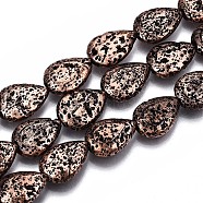 Electroplated Natural Lava Rock Bead Strands, Bumpy, Teardrop, Copper Plated, 15x11x5mm, Hole: 1.2mm, about 28pcs/strand, 15.75 inch(40cm)(G-T131-87R)