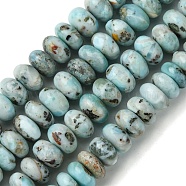 Natural Larimar Beads Strands, Rondelle, 10~10.5x5.5~7mm, Hole: 1mm, about 64~65pcs/strand, 15.35~15.75''(39~40cm)(G-H004-A01-01)