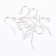 Iron Earring Hooks, with Horizontal Loop, Silver Color Plated, Lead Free and Nickel Free, Size: about 17mm long, 12mm wide(X-J079F-S)