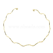 Ion Plating(IP) 304 Stainless Steel Cuff Necklaces, Wavy Ring, Golden, Inner Diameter: 4.72 inch(12cm), 2mm(NJEW-Z039-02G)