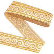 Ethnic Polyester Cloud Embroidery Ribbons, Jacquard Ribbon, Tyrolean Ribbon, Garment Accessories, Floral White, 1-1/4 inch(33mm).(OCOR-WH0092-16B)