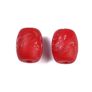 Opaque Handmade Lampwork Beads, Drum, Red, 14.5-15x11.5-12mm, Hole: 2mm(BLOW-D006-02B)