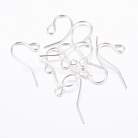 Iron Earring Hooks, Silver Color Plated, Lead Free and Nickel Free, Size: about 17mm long, 12mm wide