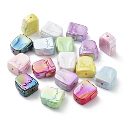 UV Plating Rainbow Iridescent Acrylic Beads, Iridescent, Schoolbag, Mixed Color, 26x24x13mm, Hole: 2.5mm(OACR-F008-04)