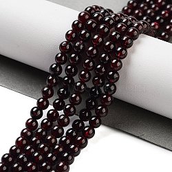 Gemstone Beads Strands, Natural Garnet, Round, 4mm, Hole: 0.5mm, about 46pcs/strand, 7.5 inch(G-G099-4mm-36)