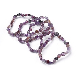 Natural Auralite Bead Stretch Bracelets, Tumbled Stone, Nuggets, 2~2-1/4 inch(5.2~5.6cm), Bead: 7~13x6~10mm(X-BJEW-K213-63)