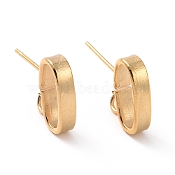 201 Stainless Steel Stud Earring Findings, with Horizontal Loop and 316 Stainless Steel Pin, Oval, Real 24K Gold Plated, 12x3mm, Hole: 2.5mm, Pin: 0.7mm(STAS-K241-22G)