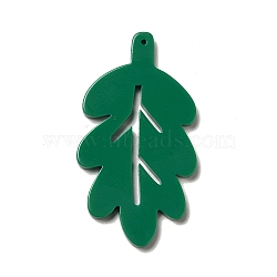 Opaque Acrylic Big Pendants, Leaf Charm, Green, 50x27x2mm, Hole: 1mm(OACR-B008-F01)