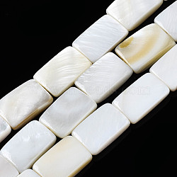 Natural Freshwater Shell Beads Strands, Rectangle, Seashell Color, 12x8x2.5~3mm, Hole: 1mm, about 32pcs/strand, 15.20~15.71 inch(38.6~39.9cm)(X-SHEL-Q024-013)