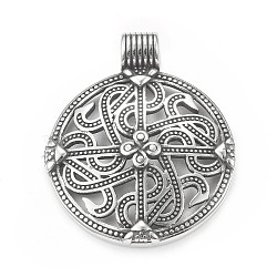 Viking Odin 304 Stainless Steel Pendants, Flat Round with Cross Charm, Antique Silver, 43x35x7mm, Hole: 5mm(STAS-G303-37AS)