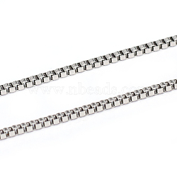 3.28 Feet 304 Stainless Steel Box Chains, Unwelded, Stainless Steel Color, 1.4mm(X-CHS-L001-92-1.4mm)