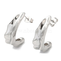 304 Stainless Steel Twist Bean Pod Stud Earrings, Stainless Steel Color, 24x6.5mm(EJEW-B026-13P)