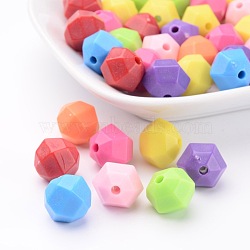 Opaque Acrylic Beads, Opaque Acrylic Beads, Faceted, Round, Mixed Color, 12mm, hole: 2mm, about 550pcs/500g(SACR-S632-M)