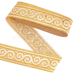 Ethnic Polyester Cloud Embroidery Ribbons, Jacquard Ribbon, Tyrolean Ribbon, Garment Accessories, Floral White, 1-1/4 inch(33mm).(OCOR-WH0092-16B)