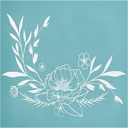 Self-Adhesive Silk Screen Printing Stencil, for Painting on Wood, DIY Decoration T-Shirt Fabric, Flower, Sky Blue, 22x28cm(DIY-WH0173-037)