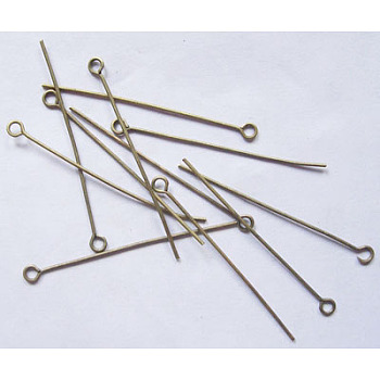 Cadmium Free & Nickel Free & Lead Free, Antique Bronze Iron Eye Pin, Size: about 4.5cm long, 0.7mm thick, hole: about 2mm, about 600pcs/100g