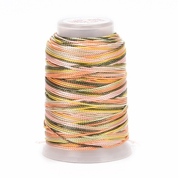 5 Rolls 12-Ply Segment Dyed Polyester Cords, Milan Cord, Round, Sandy Brown, 0.4mm, about 71.08 Yards(65m)/Roll