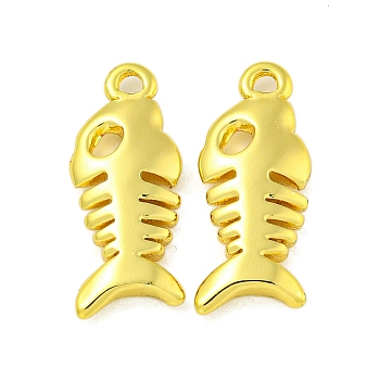 304 Stainless Steel Pendants, Fish Bone Charm, Real 18K Gold Plated, 20x8x3mm, Hole: 1.5mm