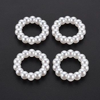 ABS Plastic Imitation Pearl Beads, Ring, Creamy White, 23.5x5.5mm, Hole: 2mm, about 510pcs/500g