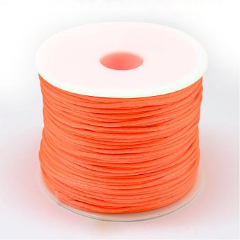 Nylon Thread, Rattail Satin Cord, Dark Orange, 1.0mm, about 76.55 yards(70m)/roll