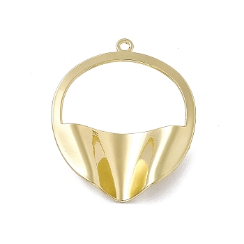 Alloy Pendants, Flat Round Charm, Light Gold, 42.5x36x6.5mm, Hole: 2mm
