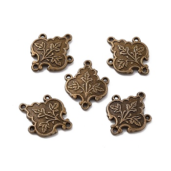 Alloy Multi-Stand Links, Leaf, Antique Bronze, 22x17x2mm, Hole: 1.2mm