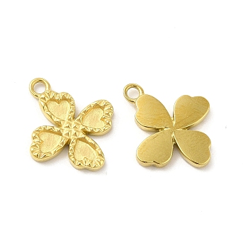 Ion Plating(IP) 304 Stainless Steel Pendants, Clover Charm, Real 14K Gold Plated, 16.5x14x2mm, Hole: 1.6mm