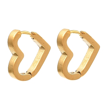 304 Stainless Steel Heart Hoop Earrings for Women, Real 18K Gold Plated, 15.5x3x15mm