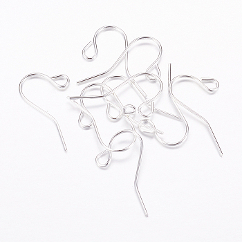 Iron Earring Hooks, with Horizontal Loop, Silver Color Plated, Lead Free and Nickel Free, Size: about 17mm long, 12mm wide