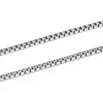 3.28 Feet 304 Stainless Steel Box Chains, Unwelded, Stainless Steel Color, 1.4mm