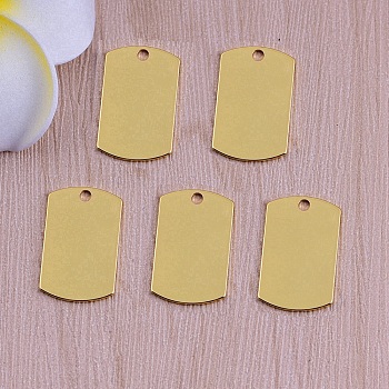Brass Pendants, Stamping Blank Tag, Rectangle, Golden, 25x15.6x1mm, Hole: 2mm