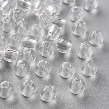 Transparent Acrylic Beads, Round, Clear, 6x5mm, Hole: 1.8mm, about 4400pcs/500g